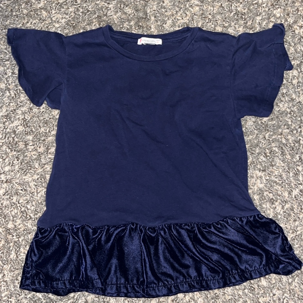 Crewcuts navy blue size 6 shirt with ruffle bottom
